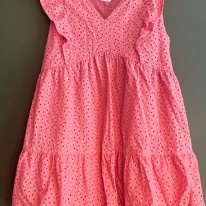 Time and Tru Orange Sleeveless Flutter Midi Dress